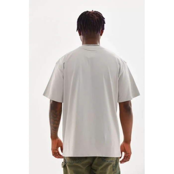 MARSiLYAN- Unisex Baskılı Oversize T-Shirt - Gri