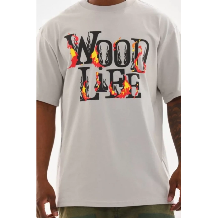 MARSiLYAN- Unisex Baskılı Oversize T-Shirt - Gri