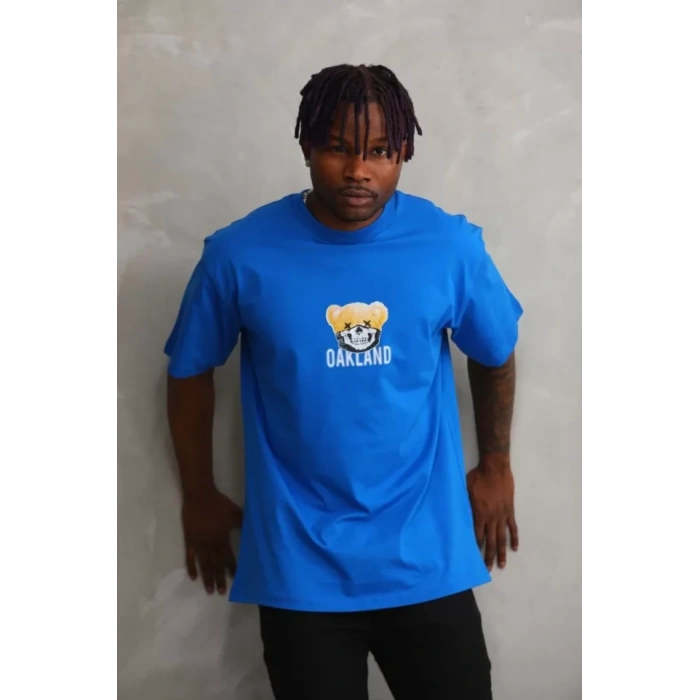 MARSiLYAN- Unisex Baskılı Oversize T-Shirt - Mavi