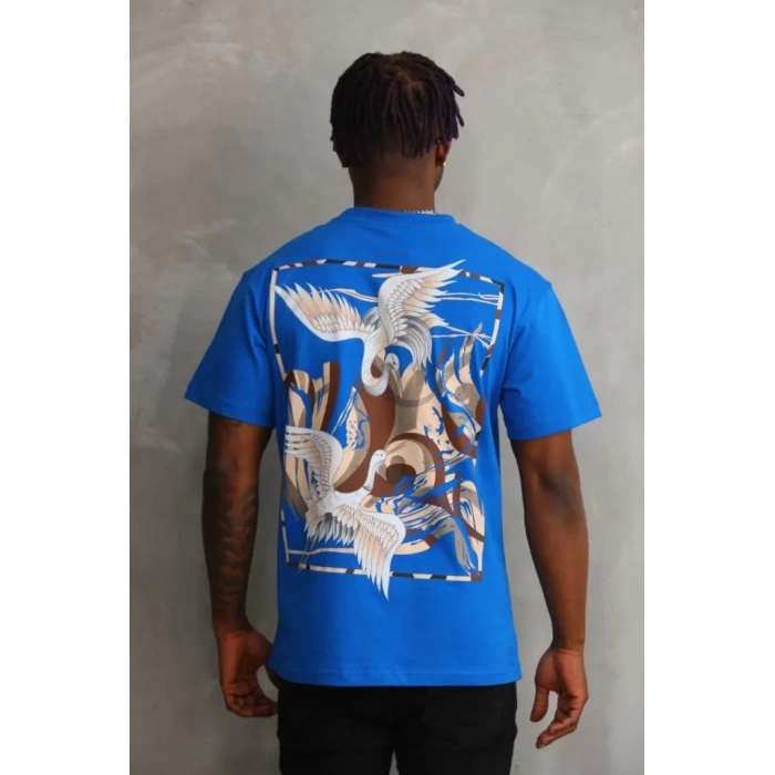 MARSiLYAN- Unisex Baskılı Oversize T-Shirt - Mavi