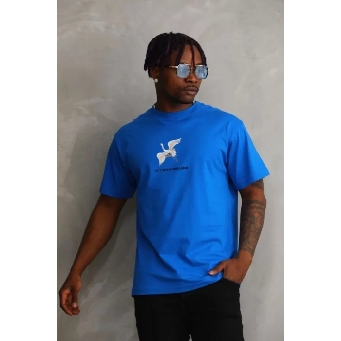 MARSiLYAN- Unisex Baskılı Oversize T-Shirt - Mavi