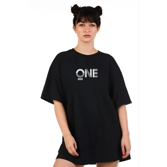 MARSiLYAN- Unisex Baskılı Oversize T-Shirt - Siyah