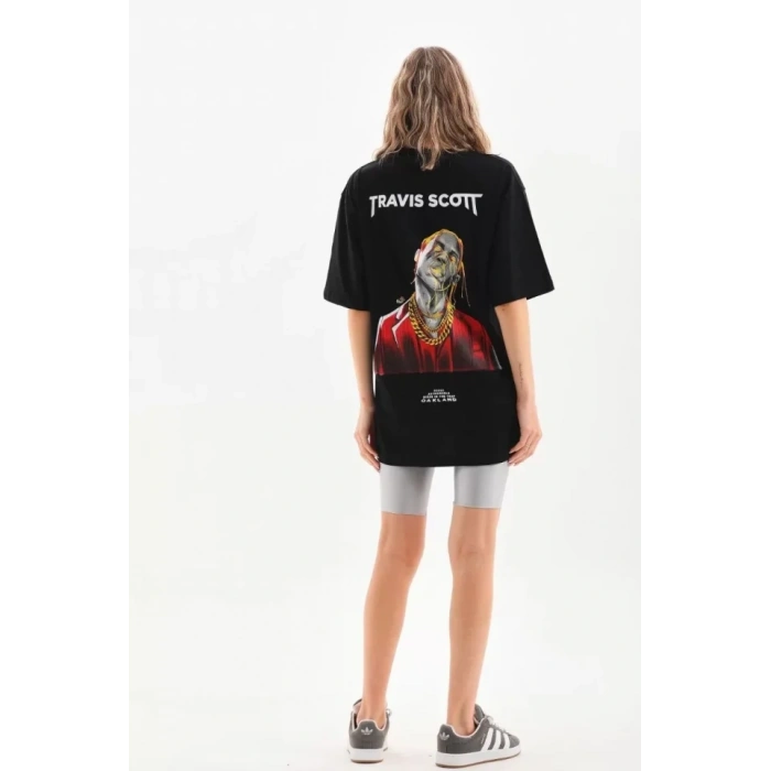 MARSiLYAN- Unisex Baskılı Oversize T-Shirt - Siyah