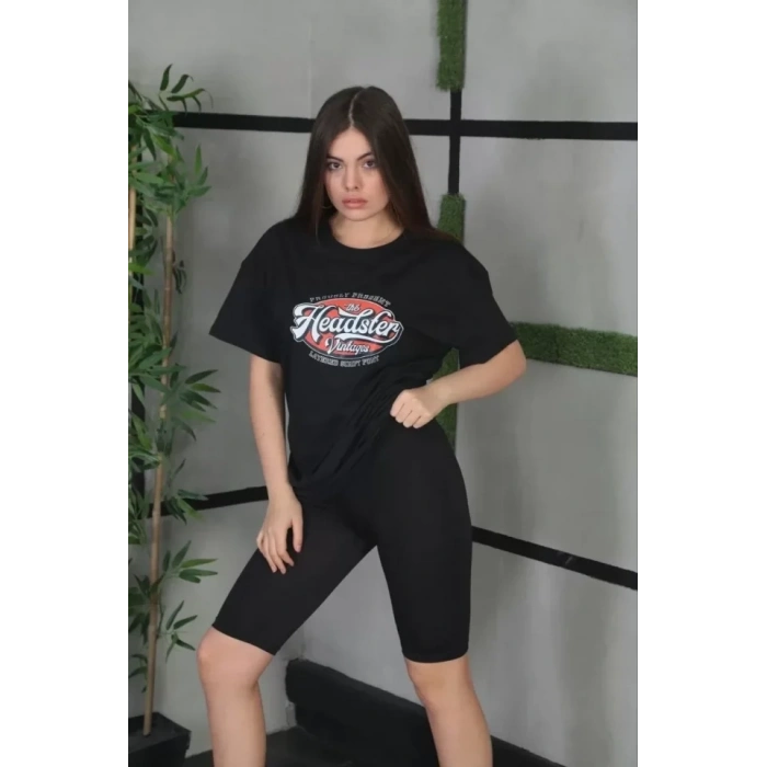 MARSiLYAN- Unisex Baskılı Oversize T-Shirt - Siyah