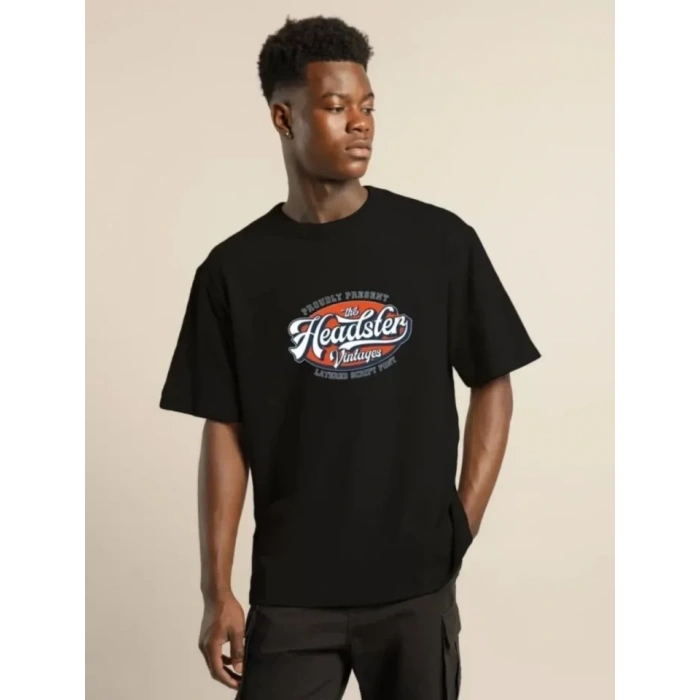 MARSiLYAN- Unisex Baskılı Oversize T-Shirt - Siyah