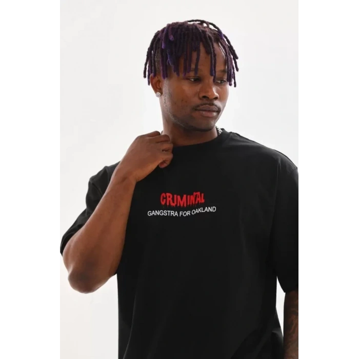 MARSiLYAN- Unisex Baskılı Oversize T-Shirt - Siyah
