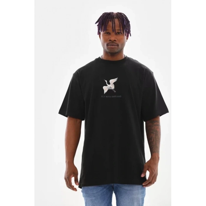 MARSiLYAN- Unisex Baskılı Oversize T-Shirt - Siyah