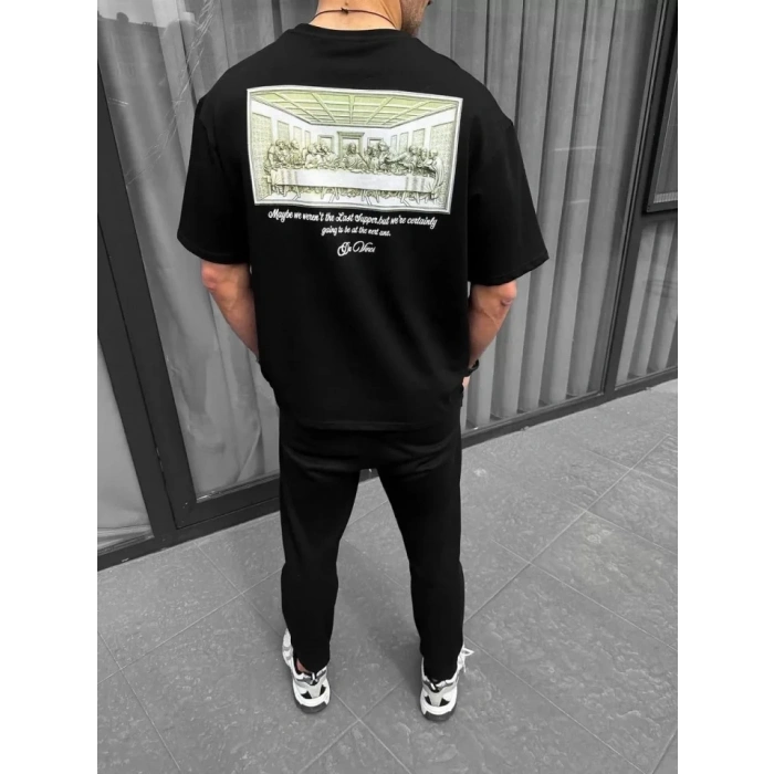 MARSiLYAN- Unisex Baskılı Oversize T-Shirt - Siyah