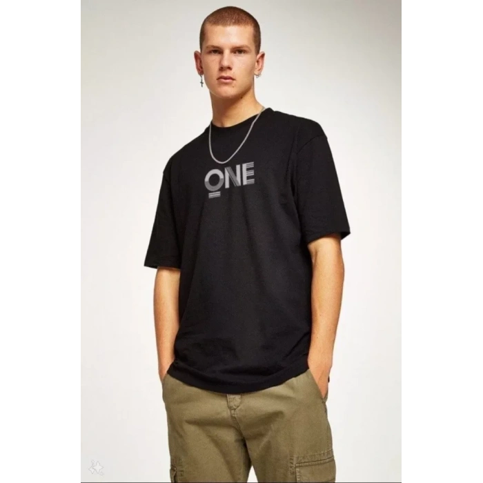 MARSiLYAN- Unisex Baskılı Oversize T-Shirt - Siyah