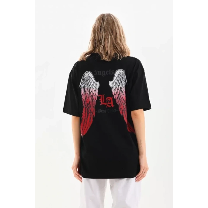 MARSiLYAN- Unisex Baskılı Oversize T-Shirt - Siyah