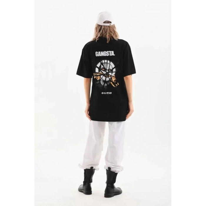 MARSiLYAN- Unisex Baskılı Oversize T-Shirt - Siyah