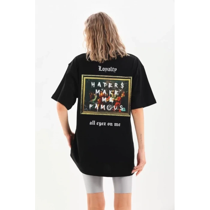 MARSiLYAN- Unisex Baskılı Oversize T-Shirt - Siyah