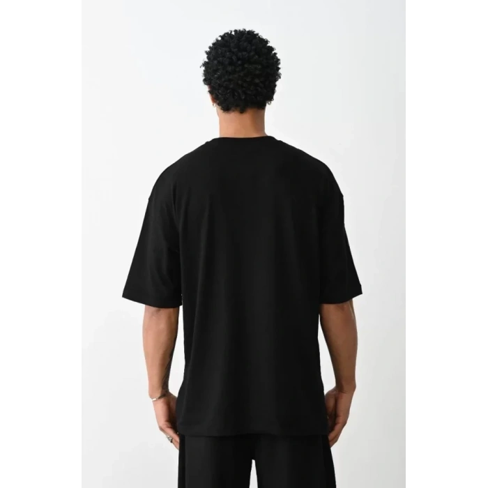 MARSiLYAN- Unisex Baskılı Oversize T-Shirt - Siyah