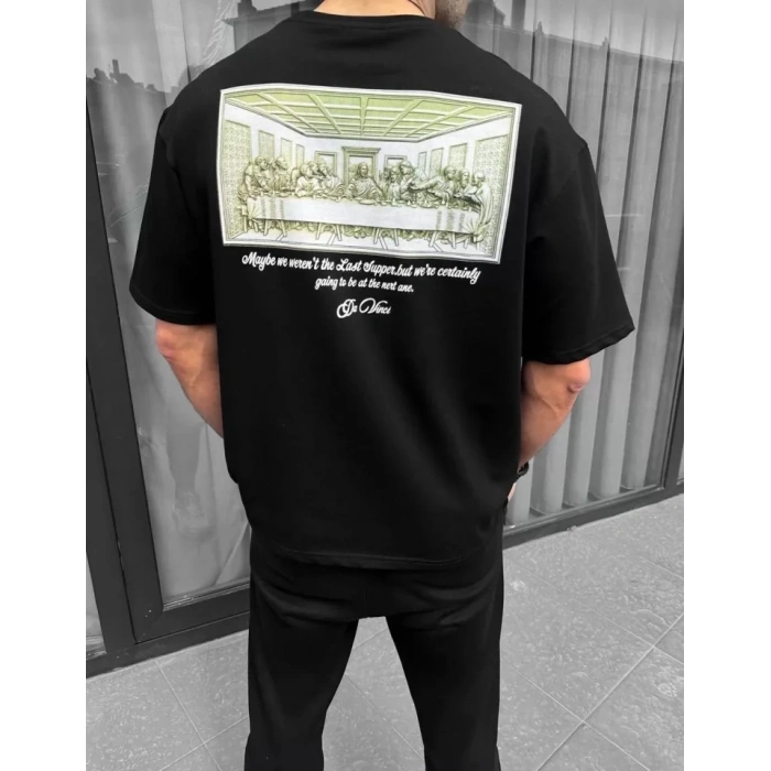 MARSiLYAN- Unisex Baskılı Oversize T-Shirt - Siyah