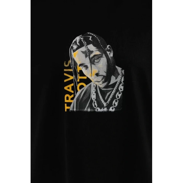 MARSiLYAN- Unisex Baskılı Oversize T-Shirt - Siyah