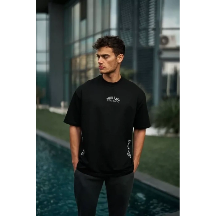 MARSiLYAN- Unisex Baskılı Oversize T-Shirt - Siyah