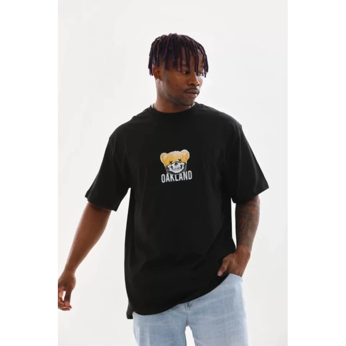 MARSiLYAN- Unisex Baskılı Oversize T-Shirt - Siyah