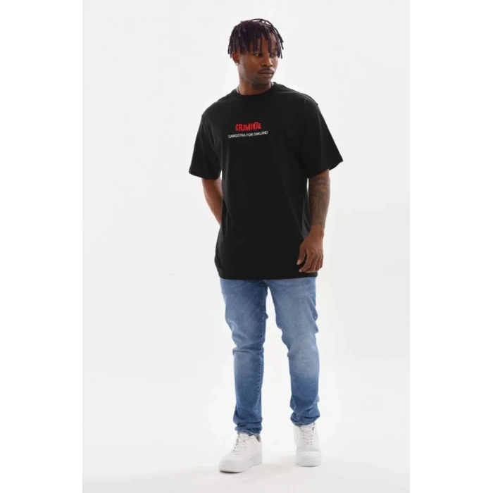 MARSiLYAN- Unisex Baskılı Oversize T-Shirt - Siyah