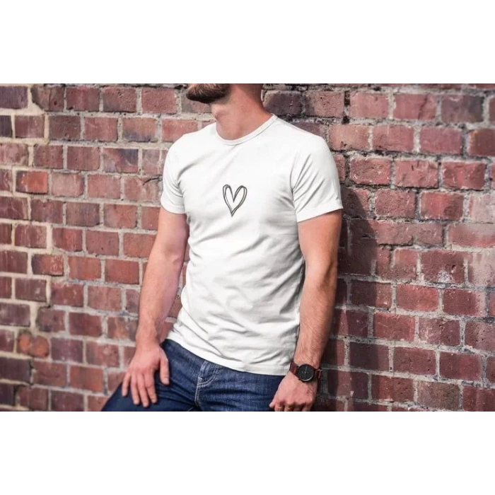 MARSiLYAN- Unisex Bisiklet Yaka Baskılı Oversize T-Shirt - Beyaz