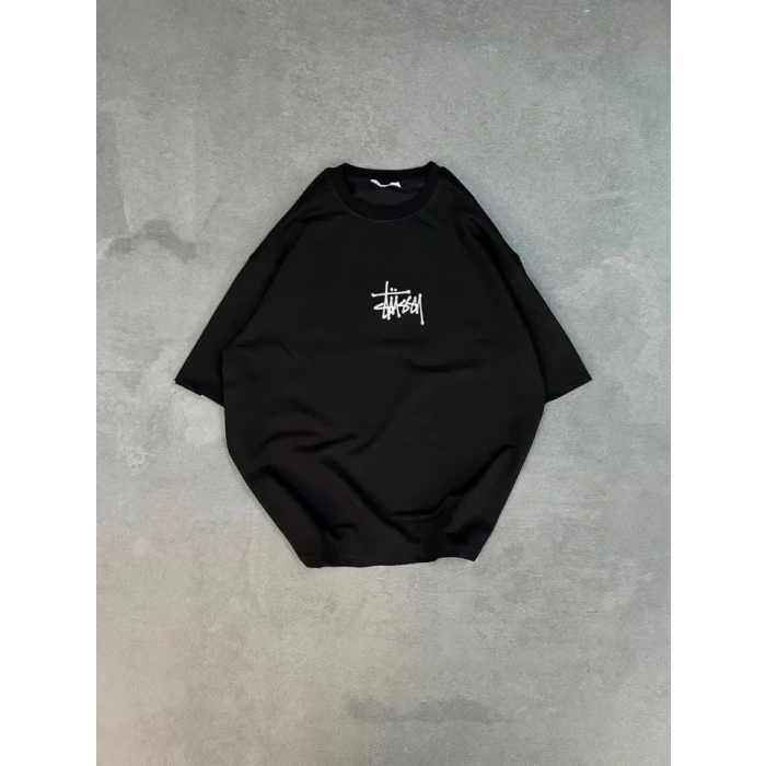 MARSiLYAN- Unisex Bisiklet Yaka Baskılı Oversize T-Shirt - Siyah