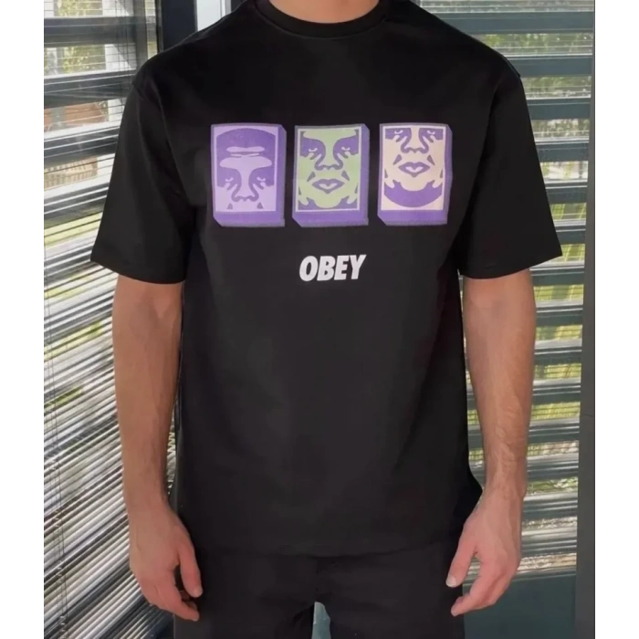 MARSiLYAN- Unisex Bisiklet Yaka Baskılı Oversize T-Shirt - Siyah