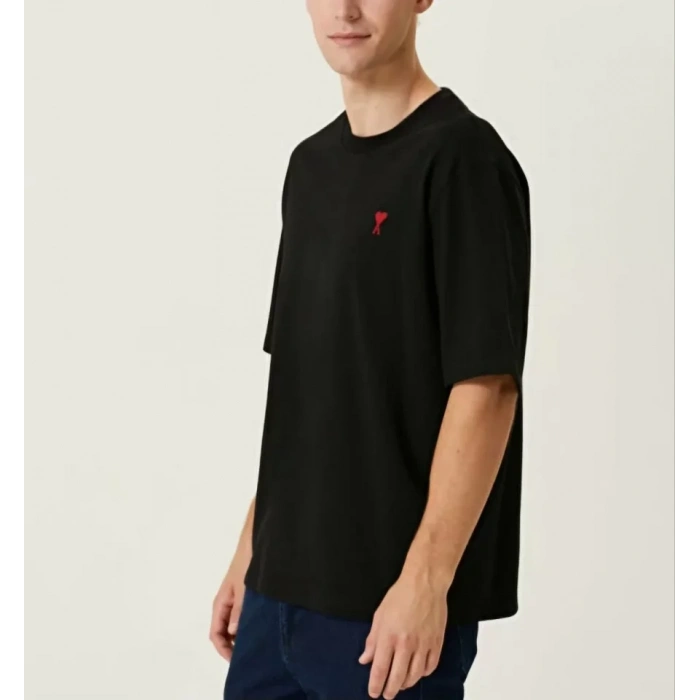 MARSiLYAN- Unisex Bisiklet Yaka Baskılı Oversize T-Shirt - Siyah
