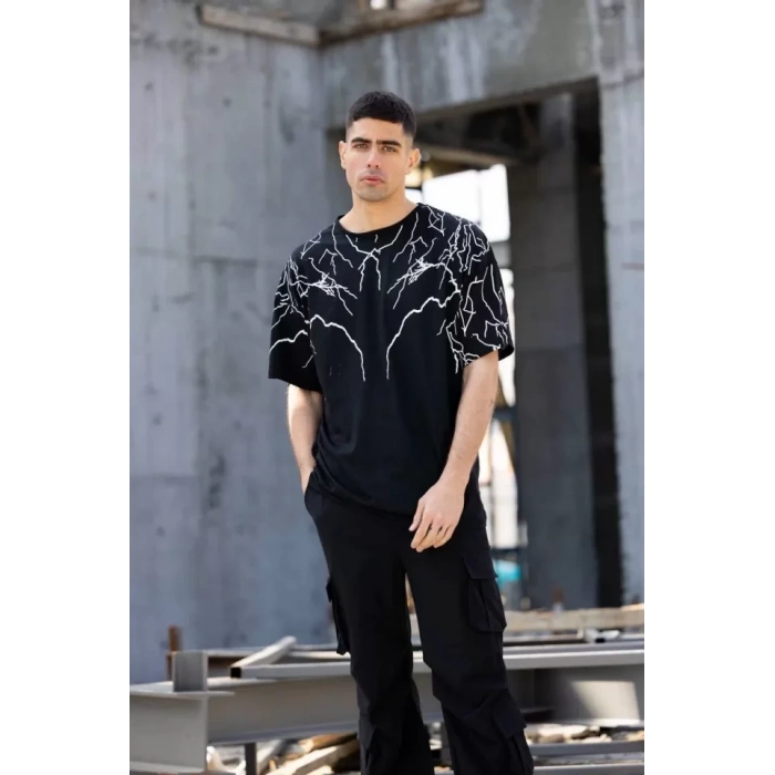 MARSiLYAN- Unisex Bisiklet Yaka Baskılı Oversize TShirt