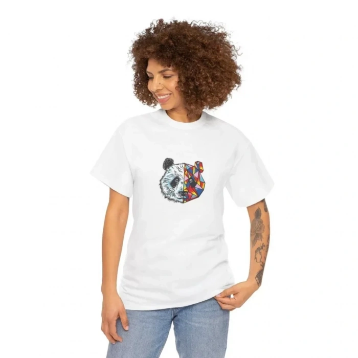 MARSiLYAN- Unisex Bisiklet Yaka Baskılı T-Shirt - Beyaz