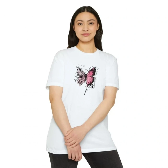 MARSiLYAN- Unisex Bisiklet Yaka Baskılı T-Shirt - Beyaz