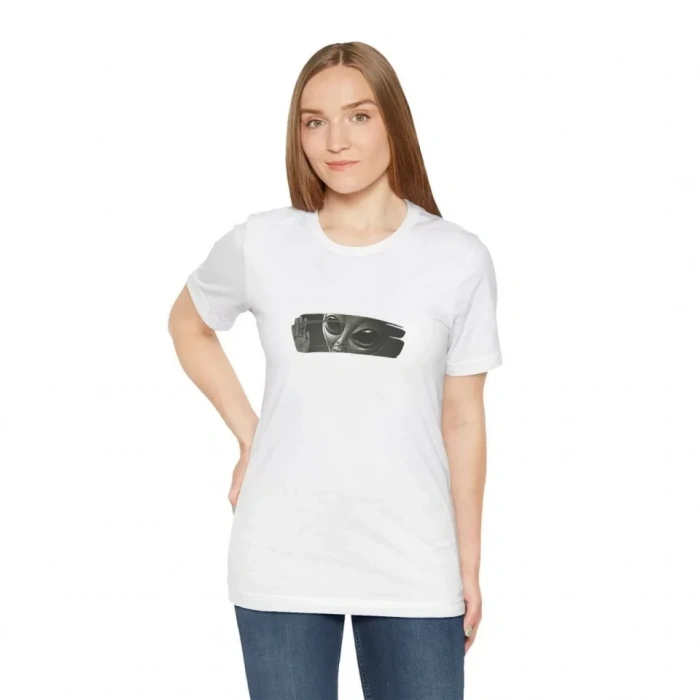 MARSiLYAN- Unisex Bisiklet Yaka Baskılı T-Shirt - Beyaz