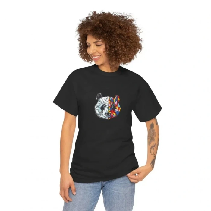 MARSiLYAN- Unisex Bisiklet Yaka Baskılı T-Shirt - Siyah