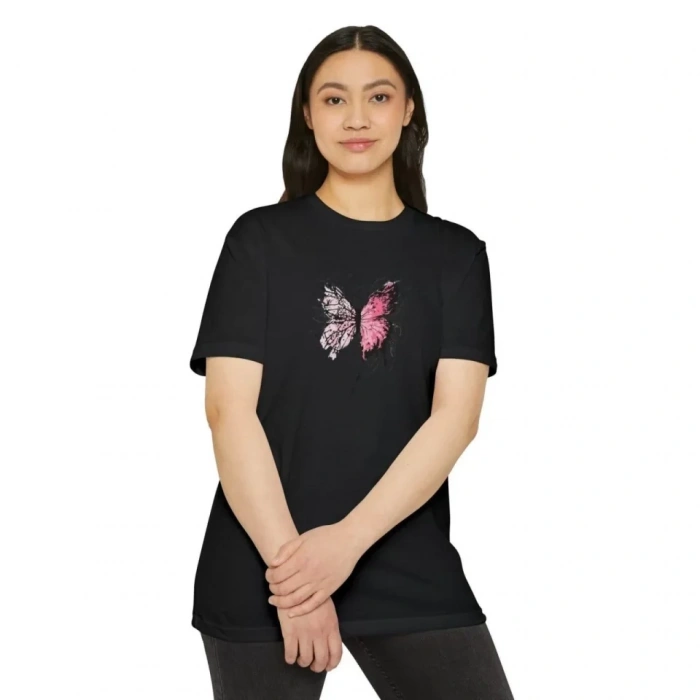MARSiLYAN- Unisex Bisiklet Yaka Baskılı T-Shirt - Siyah