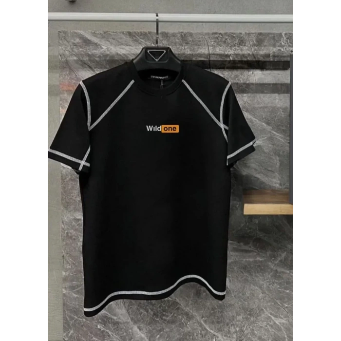 MARSiLYAN- Unisex Dikişli Baskılı Oversize T-Shirt - Siyah