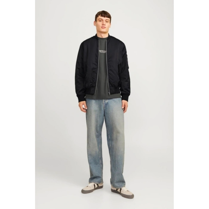 MARSiLYAN- Unisex İçi Astarlı Düz Bomber Ceket - Siyah