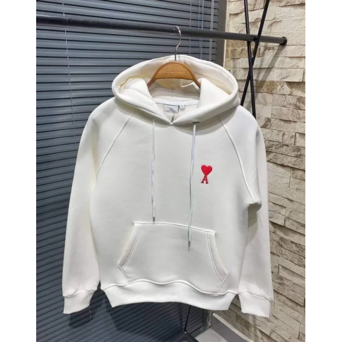 MARSiLYAN- Unisex Kapşonlu Baskılı Sweetshirt - Beyaz