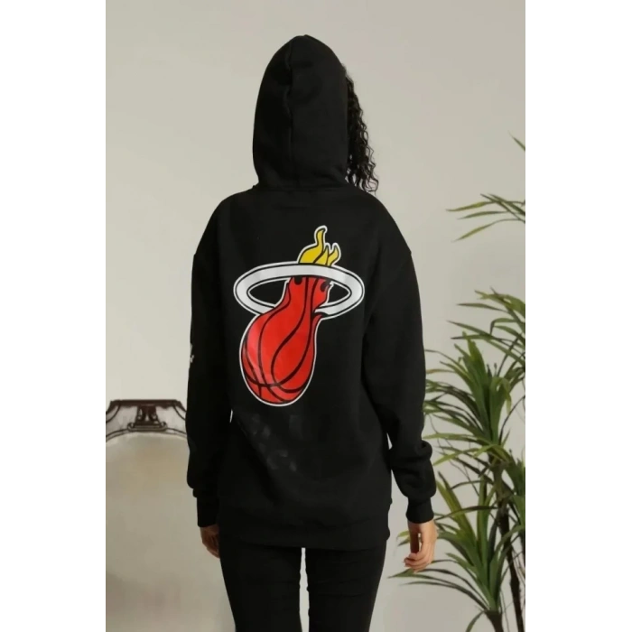 MARSiLYAN- Unisex Kapşonlu Baskılı Sweetshirt - Siyah