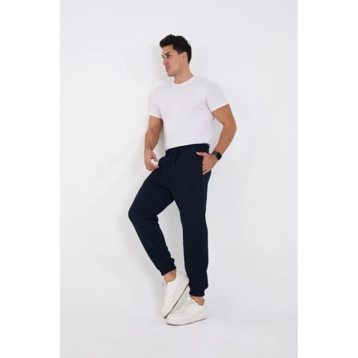 MARSiLYAN- Unisex Kışlık Üç İplik Lastikli Eşofman Pantolon - Lacivert