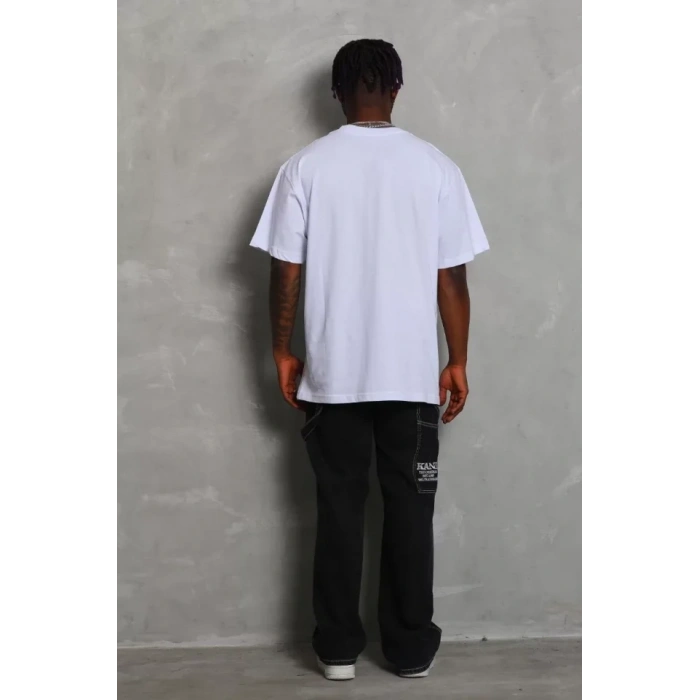 MARSiLYAN- Unisex Oversize Düz Bisiklet Yaka T-Shirt - Beyaz