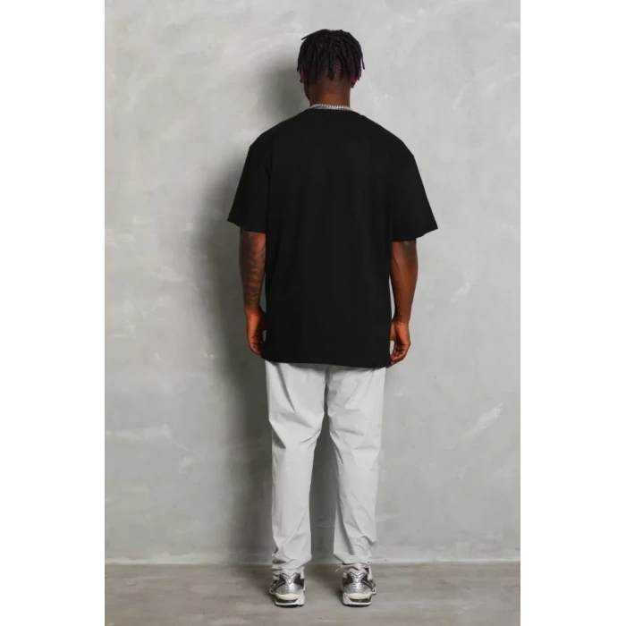 MARSiLYAN- Unisex Oversize Düz Bisiklet Yaka T-Shirt - Siyah