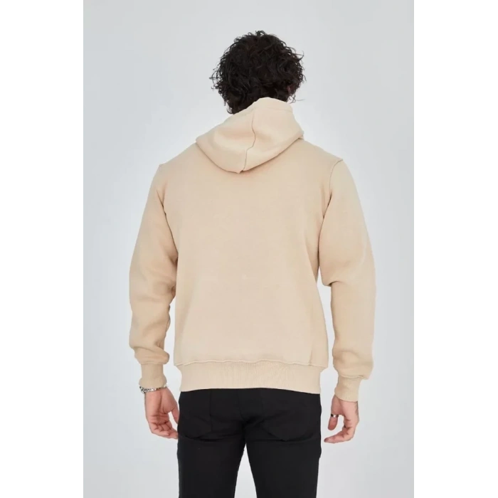 MARSiLYAN- Unisex Tam Fermuarlı Kapşonlu  SweatShirt - Bej