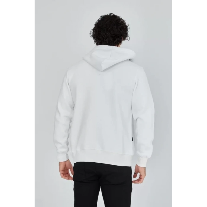 MARSiLYAN- Unisex Tam Fermuarlı Kapşonlu  SweatShirt - Beyaz