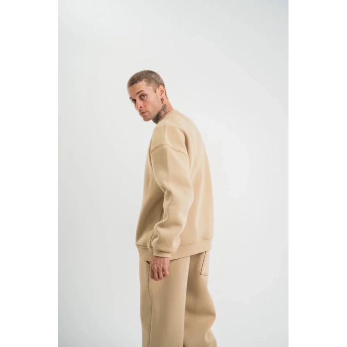 MARSiLYAN- Uzun Kol Bisiklet Yaka Basic SweatShirt - Bej