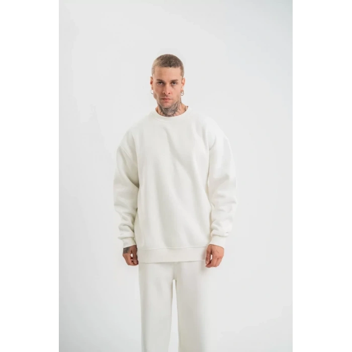 MARSiLYAN- Uzun Kol Bisiklet Yaka Basic SweatShirt - Beyaz