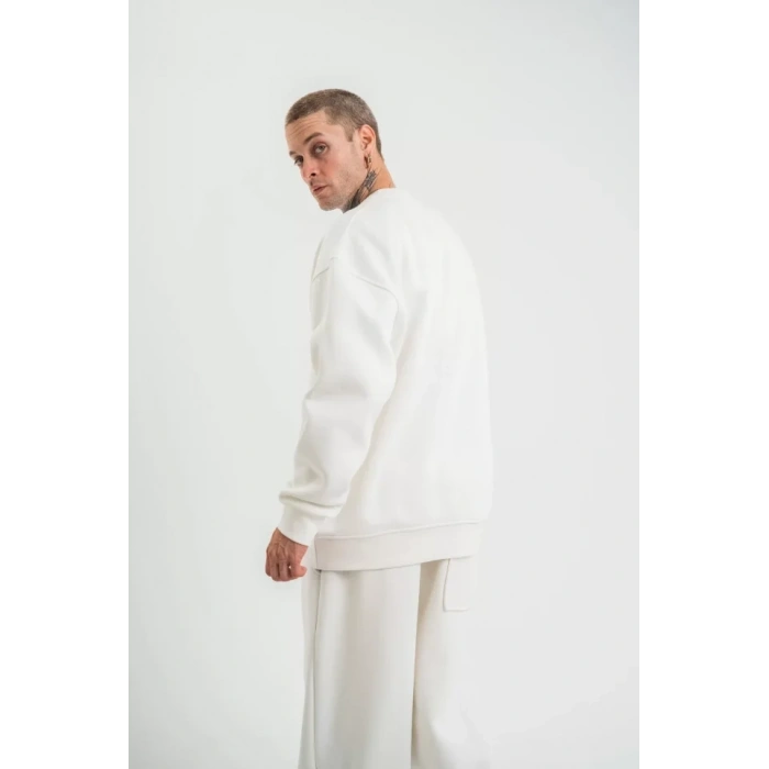 MARSiLYAN- Uzun Kol Bisiklet Yaka Basic SweatShirt - Beyaz