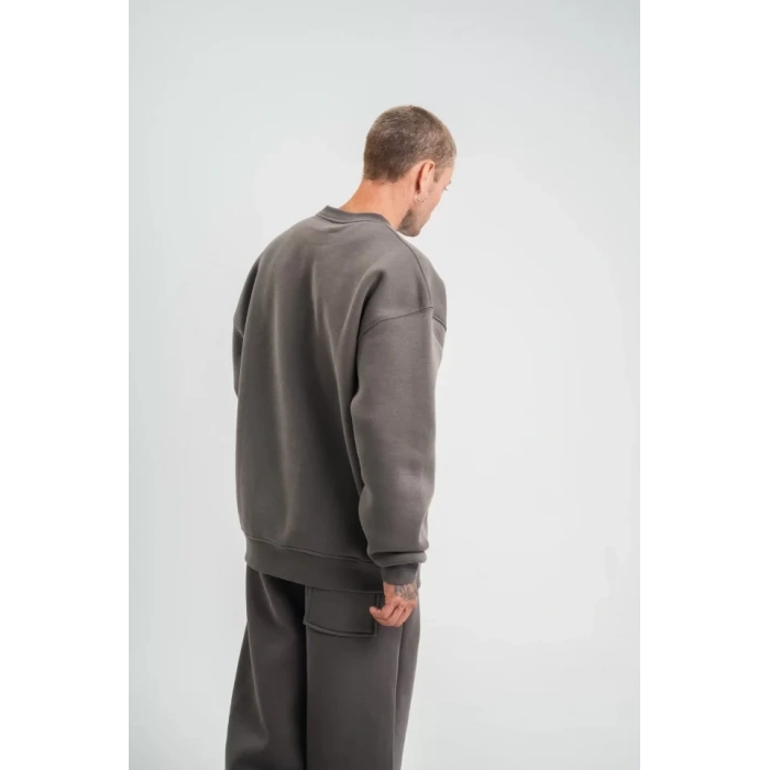 MARSiLYAN- Uzun Kol Bisiklet Yaka Basic SweatShirt - Füme