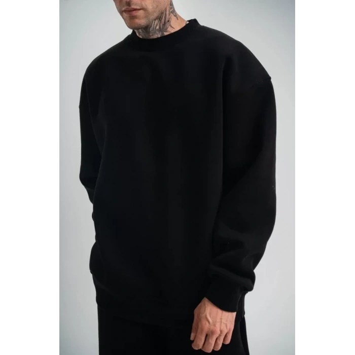 MARSiLYAN- Uzun Kol Bisiklet Yaka Basic SweatShirt - Siyah