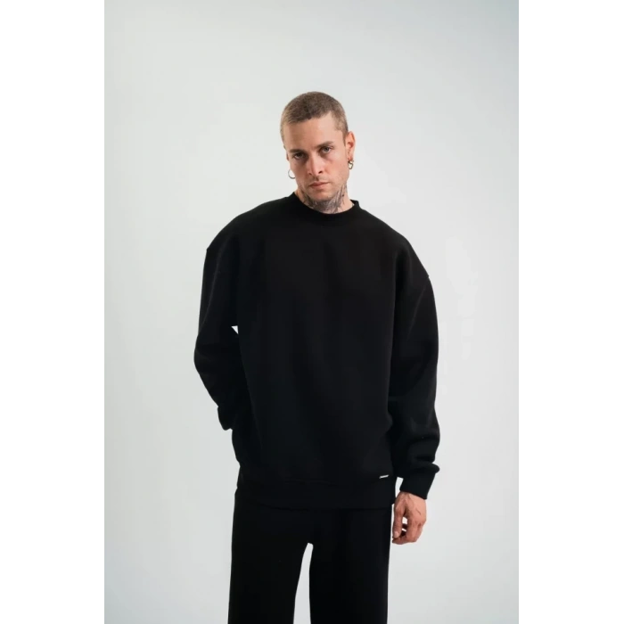 MARSiLYAN- Uzun Kol Bisiklet Yaka Basic SweatShirt - Siyah