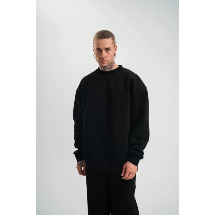MARSiLYAN- Uzun Kol Bisiklet Yaka Basic SweatShirt - Siyah