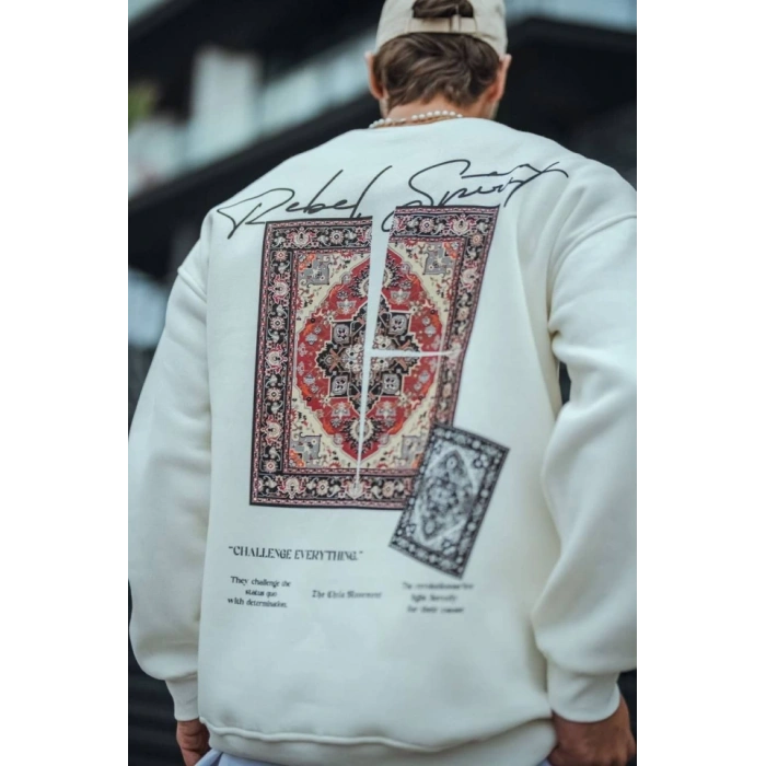 MARSiLYAN- Uzun Kol Bisiklet Yaka Baskılı SweatShirt - Beyaz
