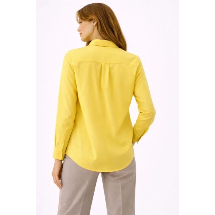 MARSiLYAN- Uzun Kollu Gömlek Düğmeli Klasik Yaka Günlük Ve Ofis Şıklığına Uygun - Sarı